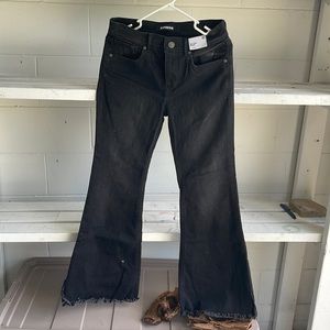 Express faded black mid rise jeans six slim